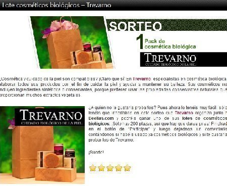 Sorteo de productos Trevarno - Cosmetica Biologica