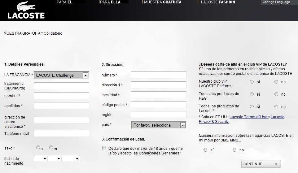 Muestra Gratis de Lacoste