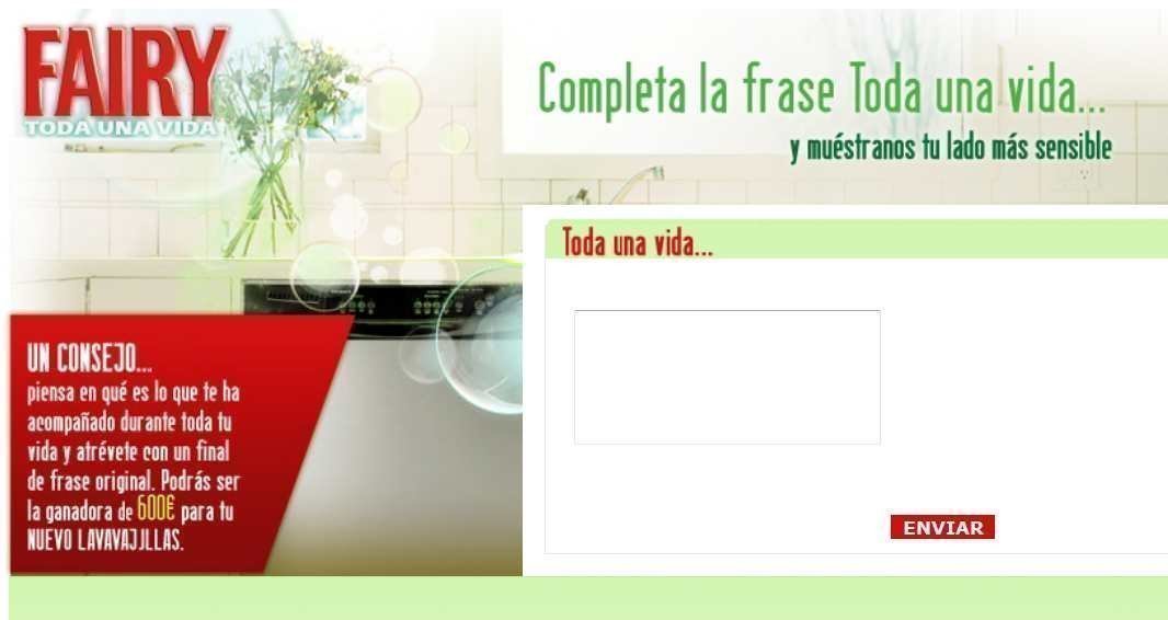 Sorteo de Fairy Toda una vida Completar la frase