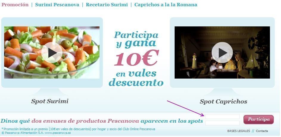 Cupones de descuento de Pescanova