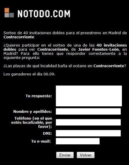 Sorteo de notodo - Entradas preestreno