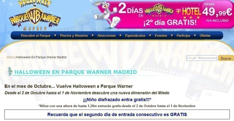 Entradas Gratis Parque Warner en Halloween