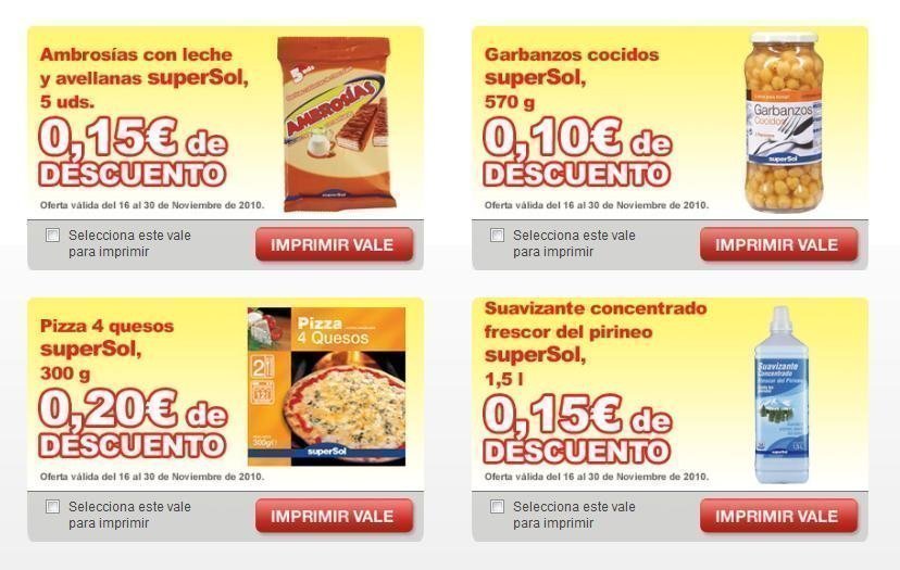Cupones descuento Supersol