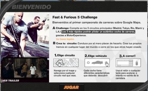 Concurso en Google Maps Rapido y Furioso