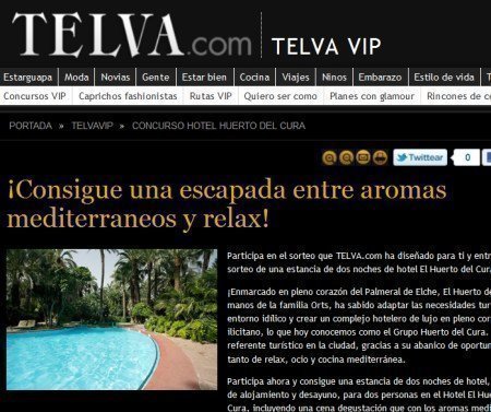 Sorteo de Telva Vip El huerto del cura
