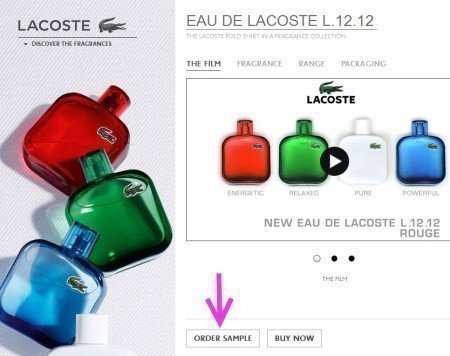 Muestras Gratis Fragancias Lacoste