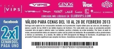 Cupones descuento grupo VIPS 2x1
