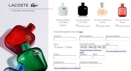 frangancas lacoste Muestras gratis