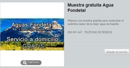 Muestras gratis de Agua mineral Fondetal