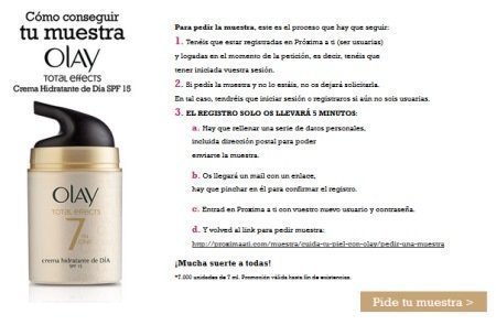 Muestras gratis Olay