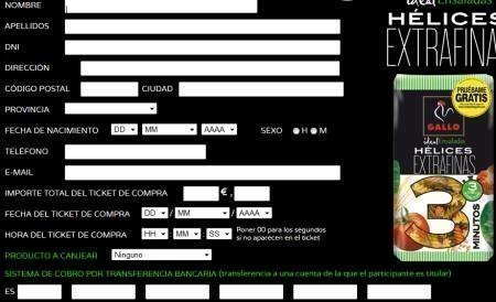 Muestras gratuitas de pastas Gallo