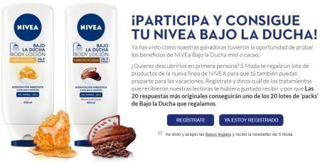 Sorteo Gratis de Nivea bajo la ducha