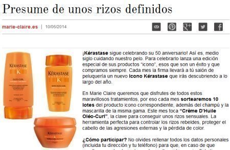 Sorteo gratis de Marie Claire