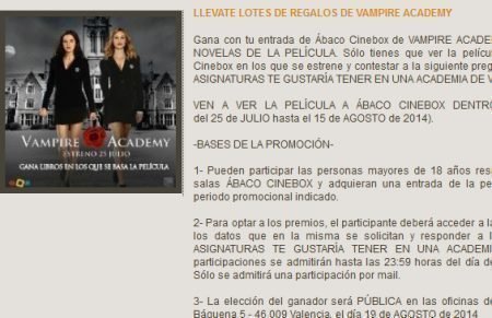 Sorteo de cine Abaco