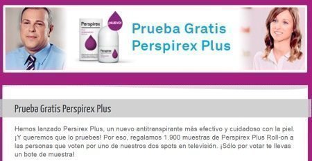 Muestras gratis a domicilio de perspirex