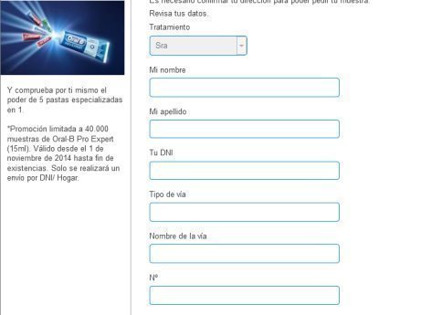 Muestra gratis de Oral B
