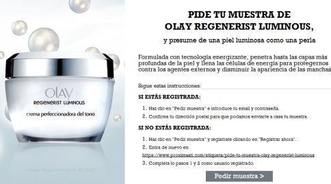 Muestras gratuitas de Olay perfeccionador
