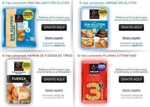 Muestras gratis Gallo sin gluten