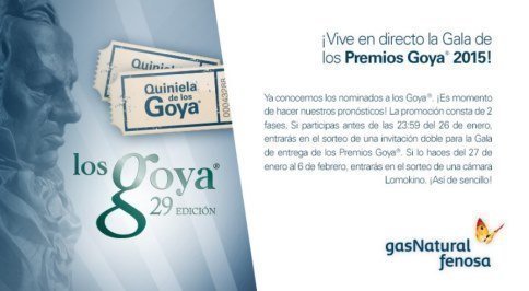 Sorteo Gratis de entradas para los Premios Goya