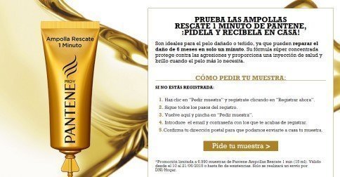 Muestras gratis a domicilio de Pantene