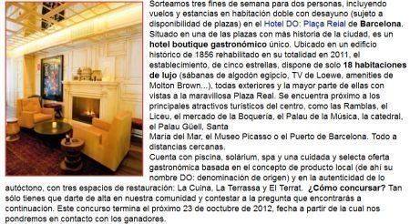 Sorteo de Estancia en Barcelona