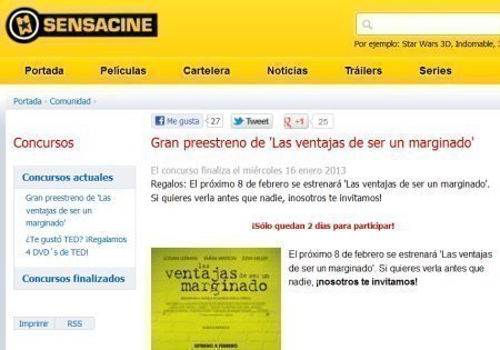 Sorteo de Entradas para Sensacine Kinepolis