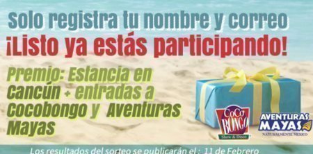 Sorteo Gratis de viaje a Cancun