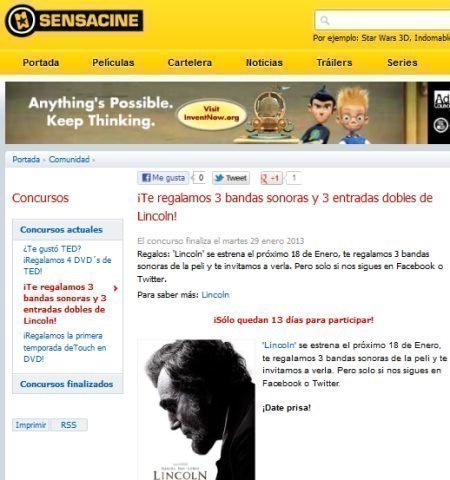 Sorteo Lincoln Sensacine