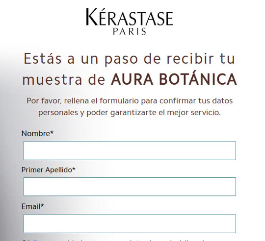 kerastase formulario muestras gratis