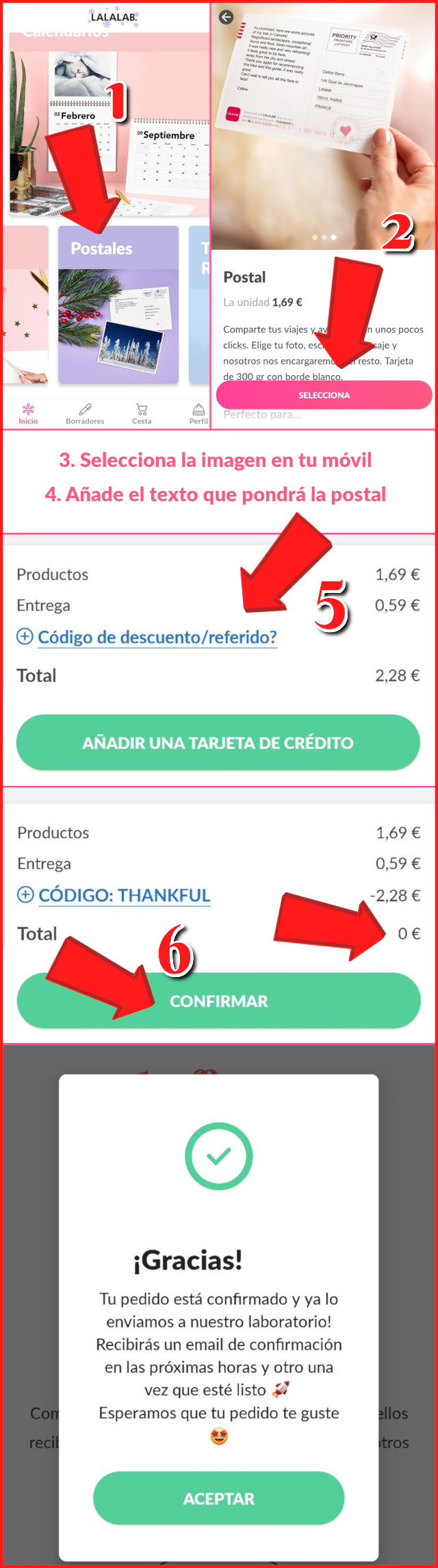 Postal Lalalab Gratis Instrucciones