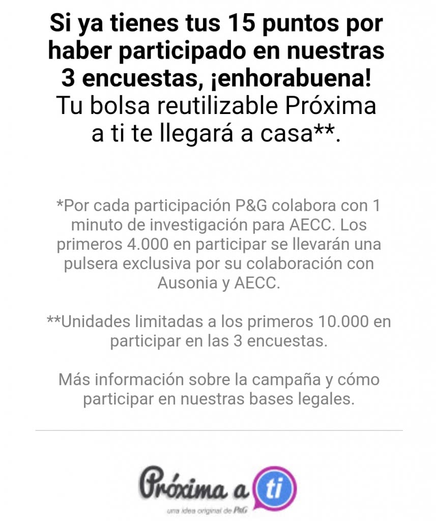 Confirmación premio conseguido