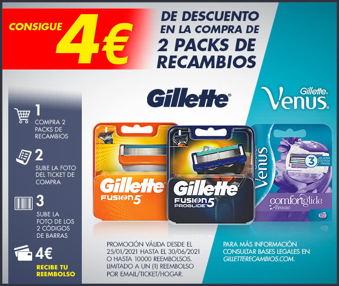 Reembolso 4 Euros Gillette Venus