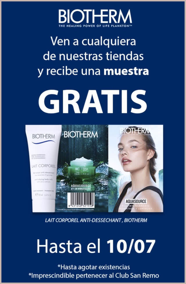 Muestras Gratis Perfumerias San Remo Biotherm Lait Corporel Story