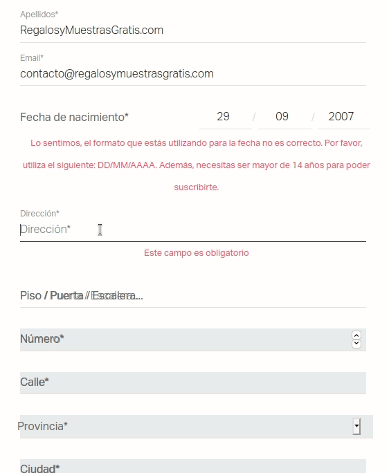 Rellenar Muestras Formulario Gmaps