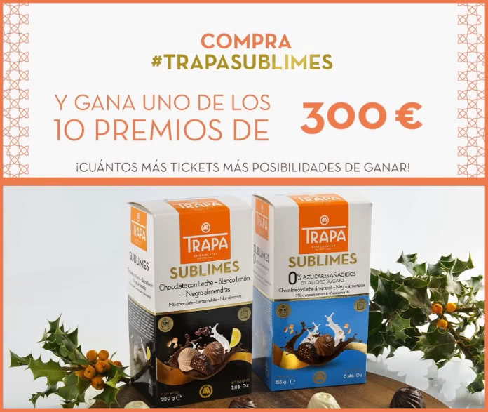 Sorteo Por Compra Chocolates Trapa 10 Premios 300 Euros