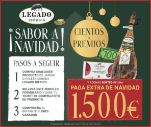 Sorteo Por Compra Legado Ibérico 117 Jamones y 1500 Euros