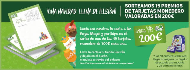 Sorteo Coviran Cartas Reyes Magos 15 Tarjetas 200 Euros