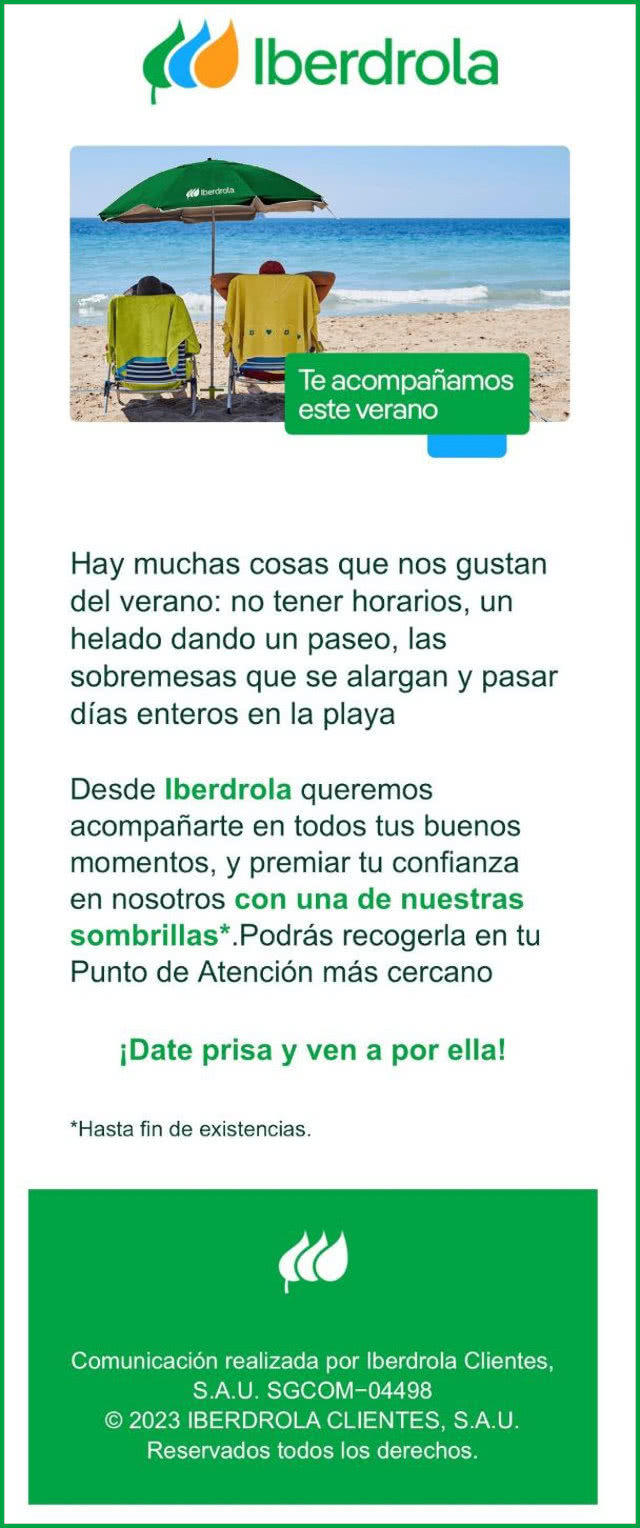 Gratis Iberdrola Sombrilla Clientes