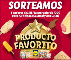 Sorteo Lidl 5 Cupones 100 euros Helados