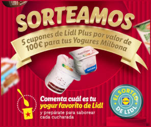 Sorteo Lidl 5 Cupones 100e Yogures