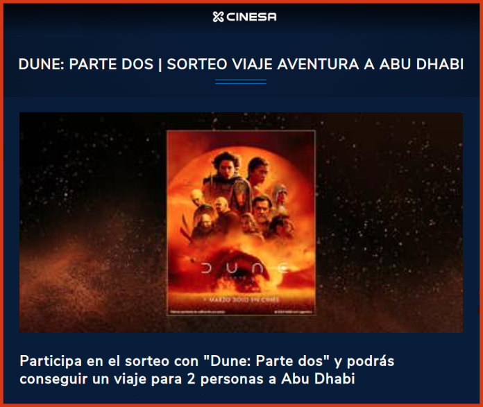 Sorteo Cinesa Dune 2 Viaje Abu Dhabi