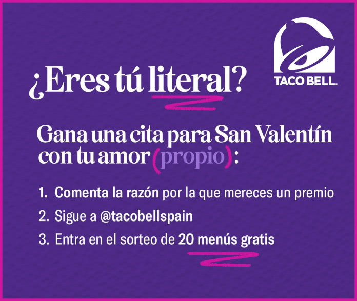 Sorteo Tacobell 20 Menus San Valentin