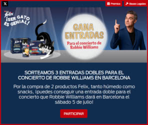 Sorteo Por Compra Felix Entradas Robbie Williams