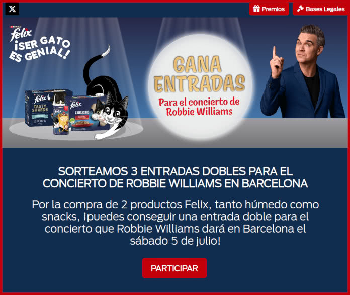 Sorteo Por Compra Felix Entradas Robbie Williams