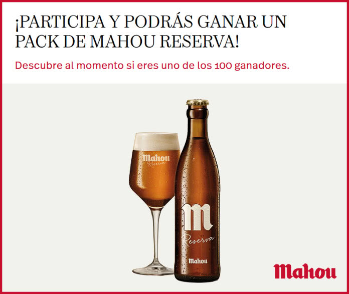 Sorteo Por Compra Mahou 100 Premios Pack Reserva
