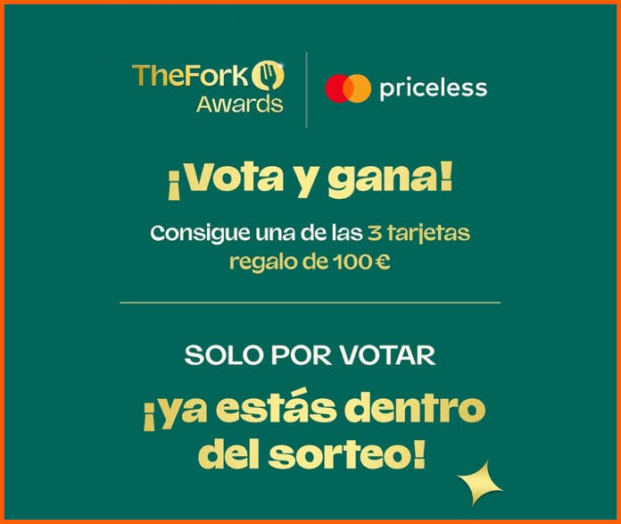 Sorteo The Fork Awards 3 Tarjetas 100e