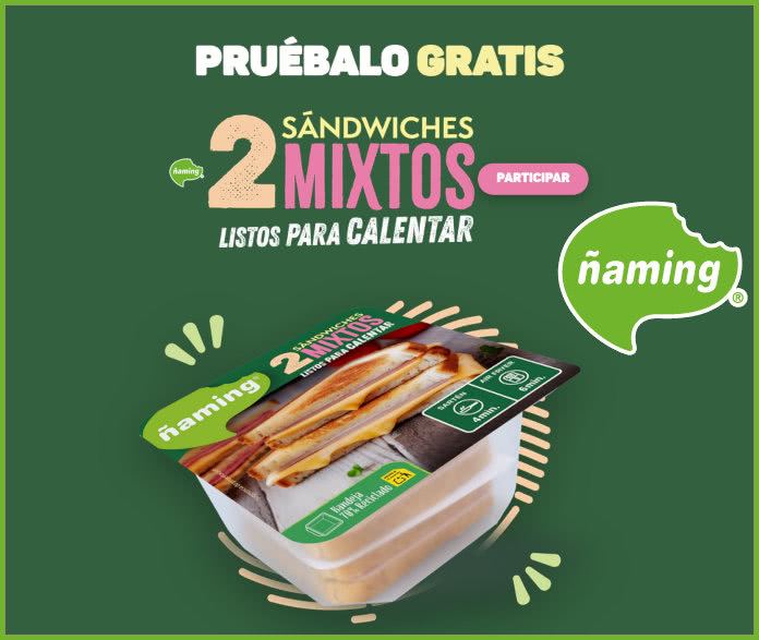 Prueba Gratis Ñaming 2 Sandwiches Mixtos