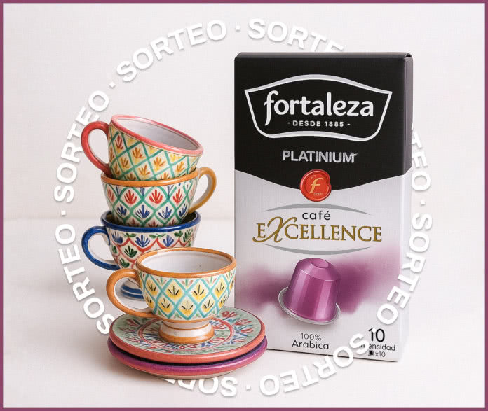 Sorteo Café Fortaleza Set 4 Tazas 4 Platitos
