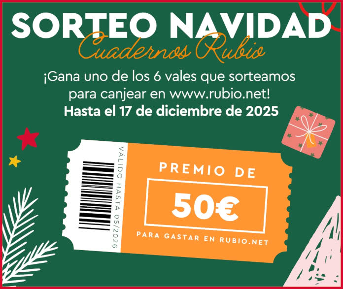 Sorteo Cuadernos Rubio 6 Vales 50e