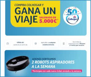 Sorteo por compra Colhogar tarjeta Destinica de 5.000 e y dos robots Cecotec